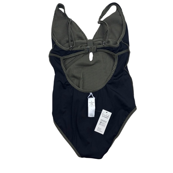 CUPSHE OLIVE GREEN PLUNGING KNOTTED V-NECK ADJUSTABLE STRAP ONE PIECE SWIMSUIT - Picture 6 of 16